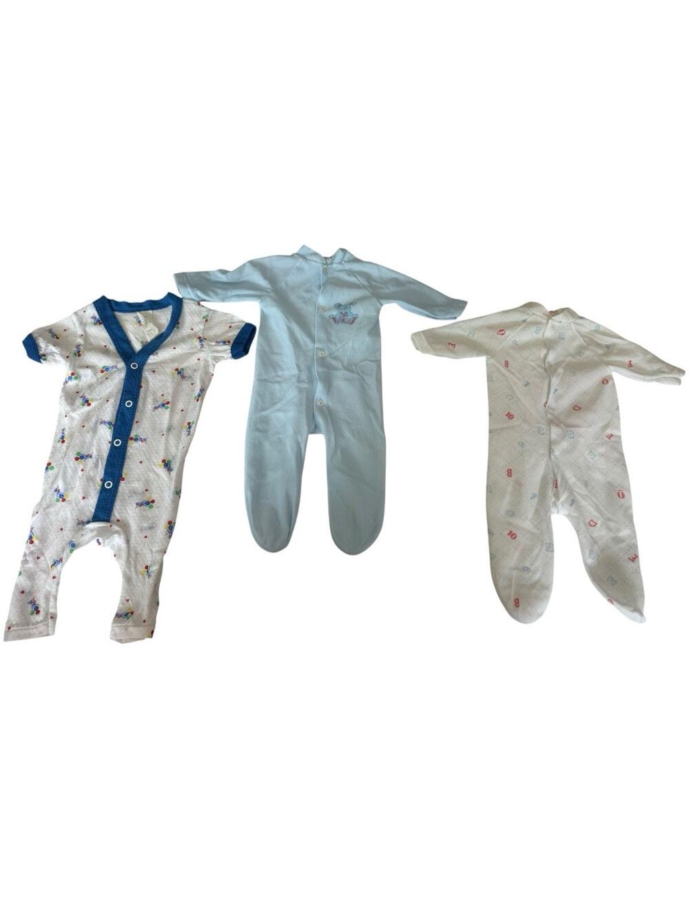 VTG Gerber Baby Footie Sleepers Pajamas Set of 3 Cotton Size 3-6 Months USA made